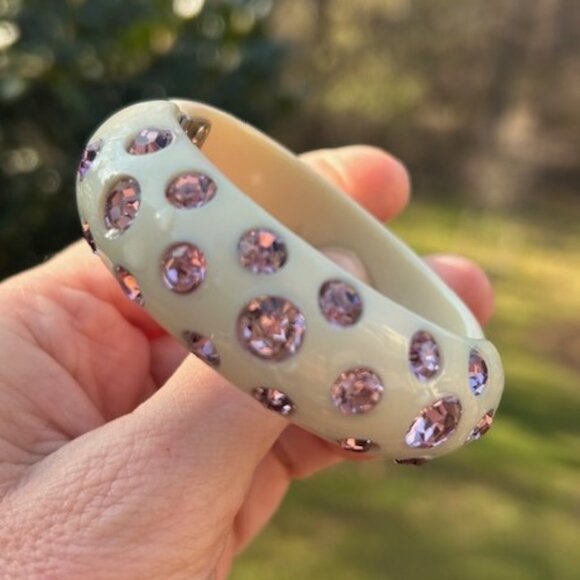ALBERT WEISS Mint Green Rhinestone Clamper BRACELET - Picture 1 of 9